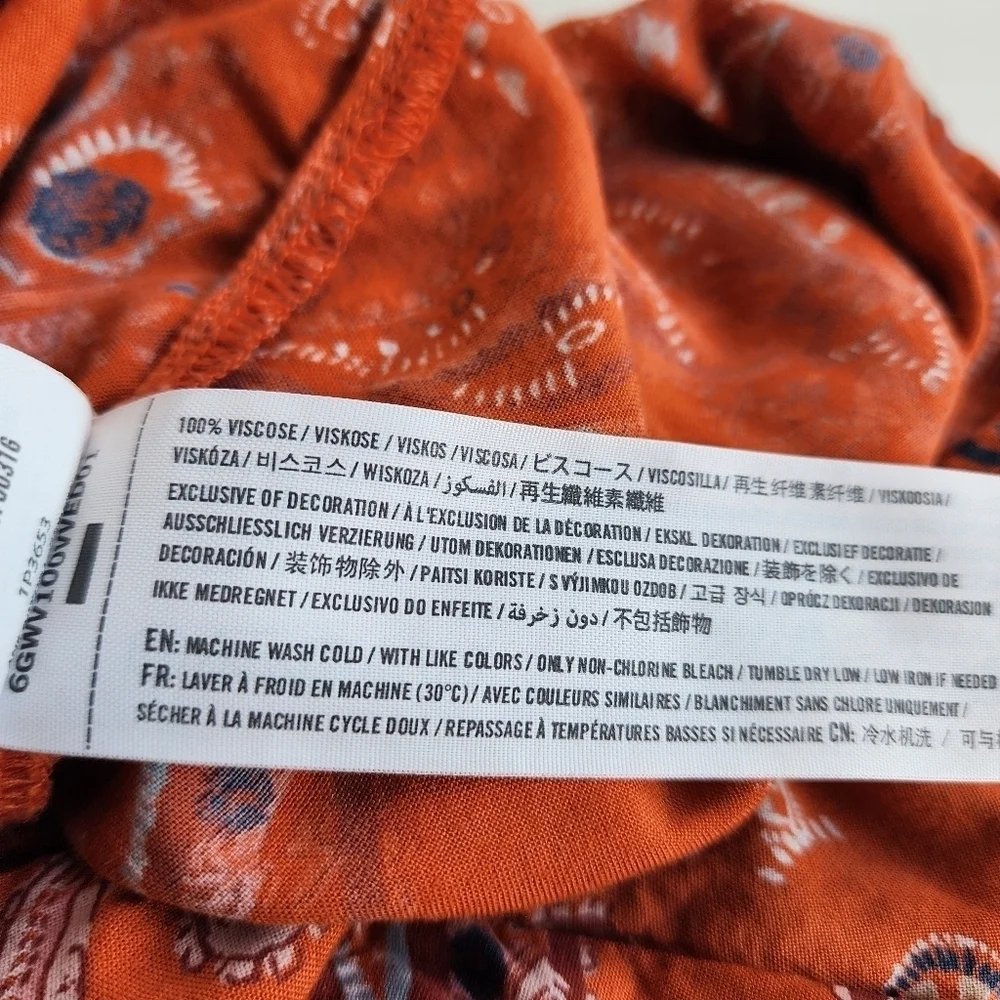 Abercrombie & Fitch Women's Paisley Romper Orange Long Sleeves Lace Up XS